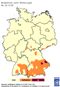 Bodenfrost unter Winterungen, Vorhersage heute + 2 Tage