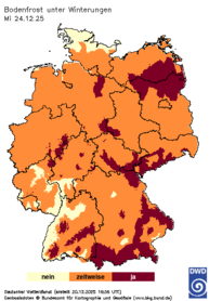 Bodenfrost unter Winterungen, Vorhersage heute + 4 Tage