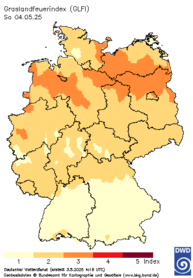 aktueller Grasland-Feuerindex, heute + 1 Tag
