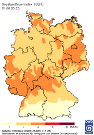 aktueller Grasland-Feuerindex, heute + 3 Tage