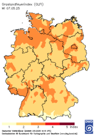 aktueller Grasland-Feuerindex, heute + 4 Tage