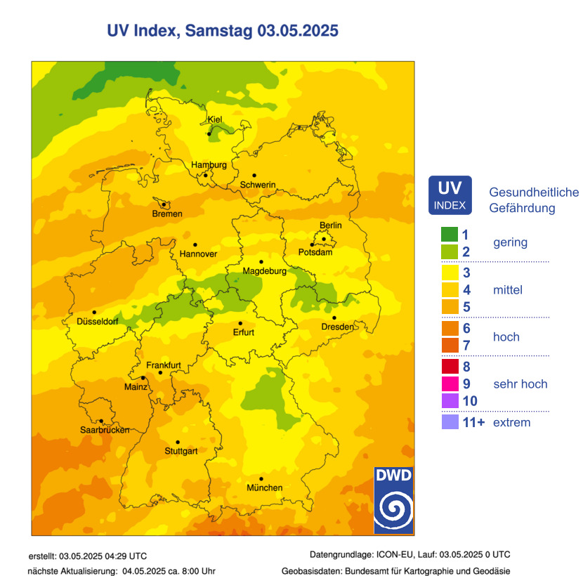 UV-Gefahrenindex - Vorhersage