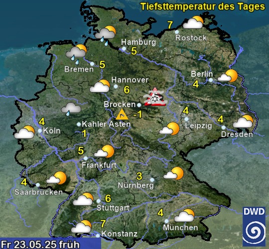 Vorhersage für übermorgen früh mit Temperatur und Wetter Vorhersage für übermorgen früh mit Temperatur und Wetter