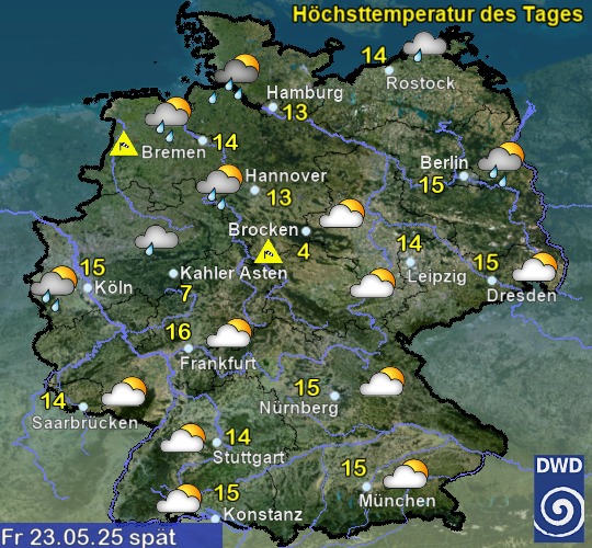 Vorhersage für übermorgen spät mit Temperatur und Wetter Vorhersage für übermorgen spät mit Temperatur und Wetter