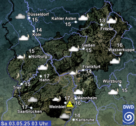 Aktuelles Wetter in Hessen, Rheinland-Pfalz und Saarland