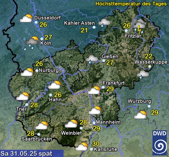 Vorhersage für übermorgen mit Höchsttemperatur und Wetter für Region Mitte Vorhersage für übermorgen mit Höchsttemperatur und Wetter für Region Mitte