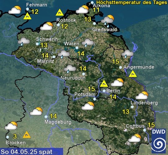 Vorhersage für morgen mit Höchsttemperatur und Wetter für Region Nordost Vorhersage für morgen mit Höchsttemperatur und Wetter für Region Nordost