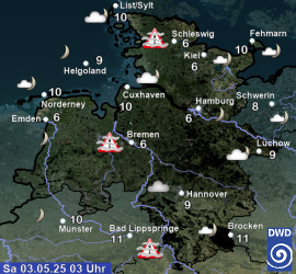 Aktuelles Wetter in Schleswig-Holstein, Hamburg, Bremen und Niedersachsen