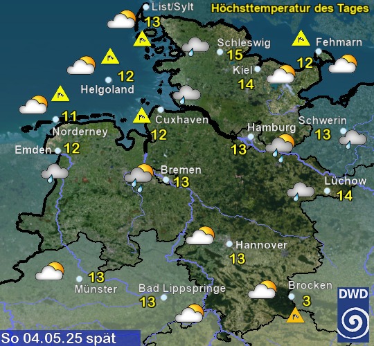 Vorhersage für morgen mit Höchsttemperatur und Wetter für Region Nordwest Vorhersage für morgen mit Höchsttemperatur und Wetter für Region Nordwest