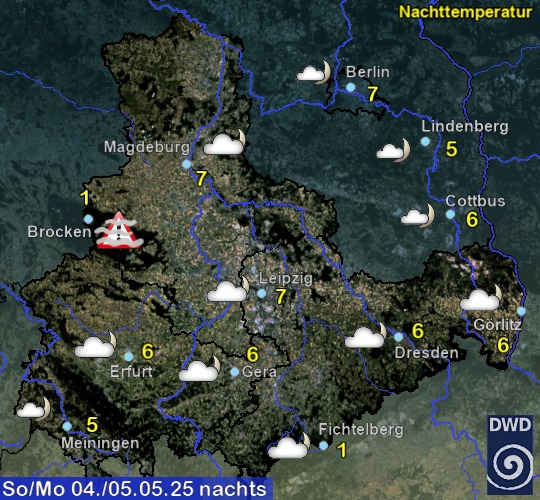Vorhersage für heute mit Nachttemperatur und Wetter für Region Ost Vorhersage für heute mit Nachttemperatur und Wetter für Region Ost