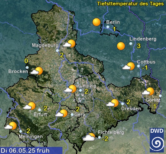 Vorhersage für übermorgen früh mit Tiefsttemperatur und Wetter für Region Ost Vorhersage für übermorgen früh mit Tiefsttemperatur und Wetter für Region Ost