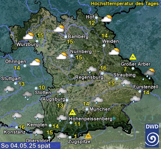 Vorhersage für morgen mit Höchsttemperatur und Wetter für Region Suedost Vorhersage für morgen mit Höchsttemperatur und Wetter für Region Suedost