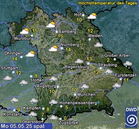 Vorhersage für übermorgen mit Höchsttemperatur und Wetter für Region Suedost Vorhersage für übermorgen mit Höchsttemperatur und Wetter für Region Suedost