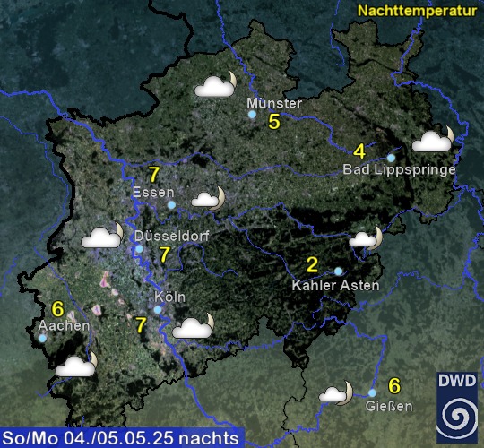 Vorhersage für heute mit Nachttemperatur und Wetter für Region West Vorhersage für heute mit Nachttemperatur und Wetter für Region West