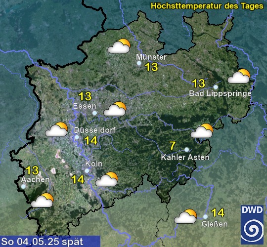 Vorhersage für morgen mit Höchsttemperatur und Wetter für Region West Vorhersage für morgen mit Höchsttemperatur und Wetter für Region West